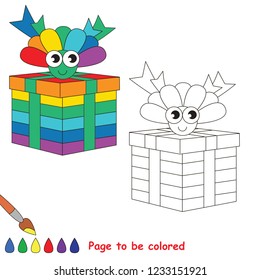 Gift Surprise box rainbow to be colored, the coloring book for preschool kids with easy educational gaming level.