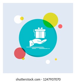 gift, surprise, solution, idea, birthday White Glyph Icon colorful Circle Background