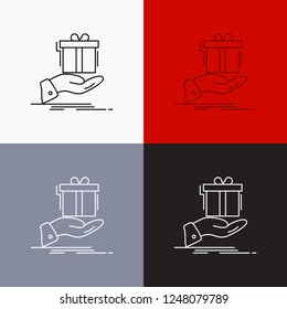 gift, surprise, solution, idea, birthday Icon Over Various Background. Line style design, designed for web and app. Eps 10 vector illustration