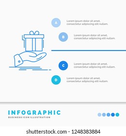 gift, surprise, solution, idea, birthday Infographics Template for Website and Presentation. Line Blue icon infographic style vector illustration