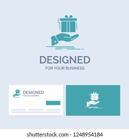gift, surprise, solution, idea, birthday Business Logo Glyph Icon Symbol for your business. Turquoise Business Cards with Brand logo template.