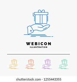 gift, surprise, solution, idea, birthday 5 Color Line Web Icon Template isolated on white. Vector illustration