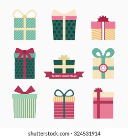 Gift symbol set, graphic design elements