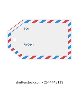 Gift tag with blank space and airmail pattern as a vector template