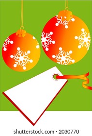 gift tag  and christmas tree decorations with background (see others)