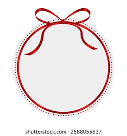 Gift Tag Design with a Red Ribbon Bow Border