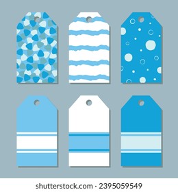 Gift tag set with stripe, stone, round pattern.