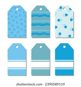 Gift tag set with stylized shell, stripe pattern.