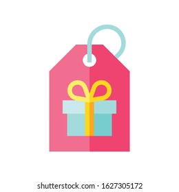 Gift tag vector illustration, flat design icon