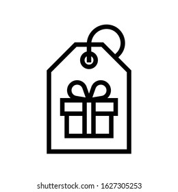 Gift tag vector illustration, line design icon
