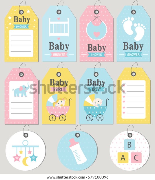 Gift Tags Cards Baby Shower Baby Stock Vector (Royalty Free) 579100096 ...