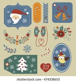Gift tags and Christmas graphic elements collection