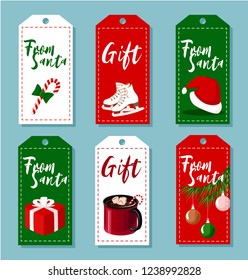 Gift tags with christmas holidays objects