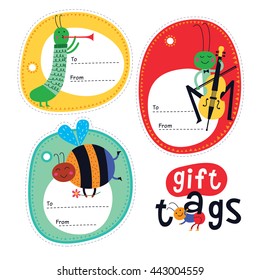 Gift tags with cute insects for children. Part 3.