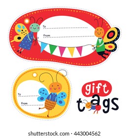 Gift tags with cute insects for children. Part 2.