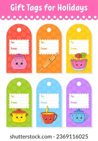 Gift tags. For holidays with space for your text. Bright stickers. Rectangular label. Vector illustration.