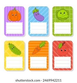 Gift tags. For holidays with space for your text. Bright stickers. Rectangular label. Vector illustration.