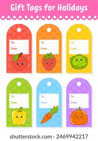 Gift tags. For holidays with space for your text. Bright stickers. Rectangular label. Vector illustration.