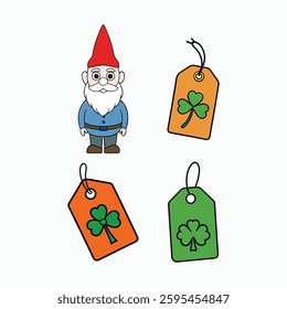 Gift tags icons set vector illustrations. St. Patrick's Day 