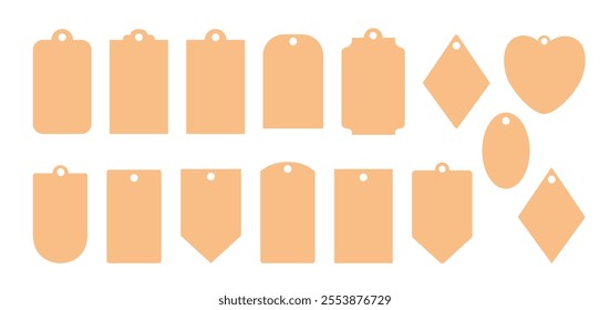 Gift tags or labels set, blank printable stickers template collection hand drawn illustration in flat style, seasonal decorative elements, price tags mock up to showcase art ideas