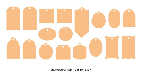 Gift tags or labels set, blank printable stickers template collection hand drawn illustration in flat style, seasonal decorative elements, price tags mock up to showcase art ideas