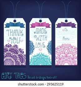 Gift tags set for design. Vector art.