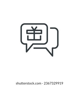 Gift talk message icon, vector illustration
