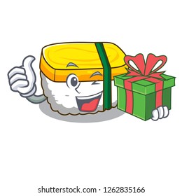 With gift tamago sushi in a shape cartoon