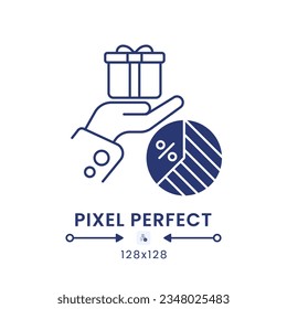 Gift Tax black solid desktop icon. Wealth transfer regulations. Inheritance taxation. Pixel perfect 128x128, outline 2px. Silhouette symbol on white space. Glyph pictogram. Isolated vector image