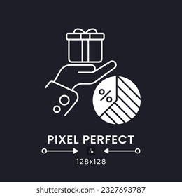 Gift Tax white solid desktop icon. Wealth transfer regulations. Inheritance taxation. Pixel perfect 128x128, outline 2px. Silhouette symbol for dark mode. Glyph pictogram. Vector isolated image