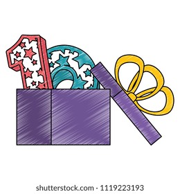 gift with teen number with stars pattern