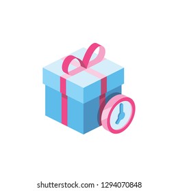 Gift Term 3d vector icon isometric pink and blue color minimalism illustrate