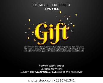 Geschenktexteffekt, bearbeitbare Schrift, Typografie, 3D-Text. Vektorvorlage