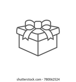 Gift thin icon vector in cheristmas holiday concept.