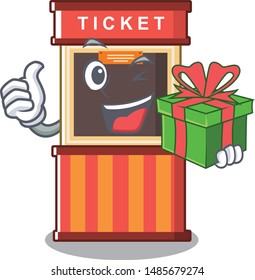 With gift ticket booth isolated with the cartoon