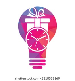 Gift Time bulb shape concept Icon Logo Design Element.