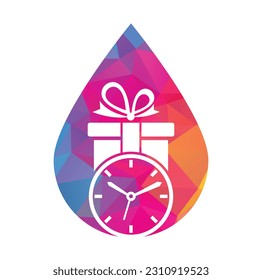 Gift Time drop shape concept Icon Logo Design Element.