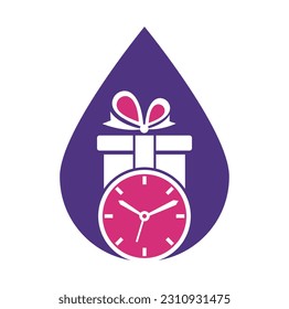 Gift Time drop shape concept Icon Logo Design Element.