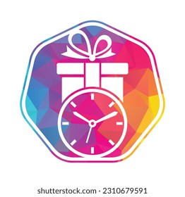 Geschenkzeitsymboldesign-Design-Element. Geschenkbox und Logo-Illustration ansehen.