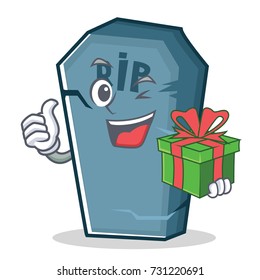 With gift tombstone character cartoon object