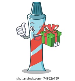 With gift toothpaste character cartoon style