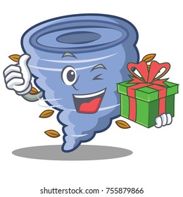With gift tornado character cartoon style