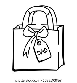 Gift tote bag for dad, doodle style icon 