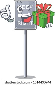 With gift toy keep right shaped on cartoon