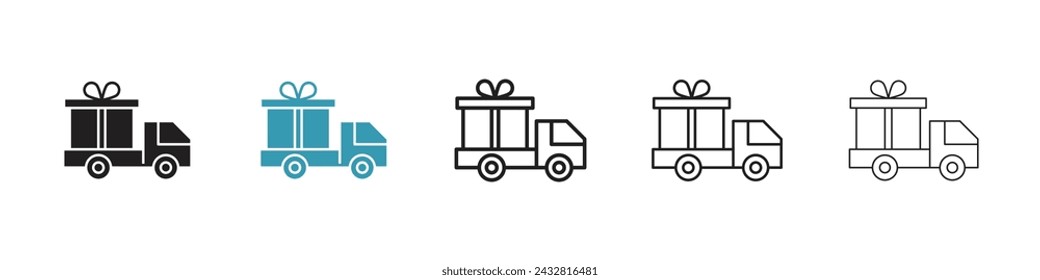 Conjunto de iconos de vectores de vehículos de transporte de regalo. Presentar símbolo de vector de transporte para el diseño de la interfaz de usuario.