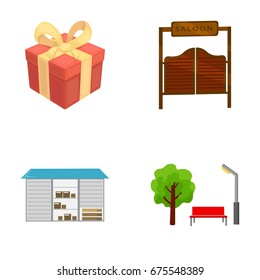 Gift, transportation and other web icon in cartoon style.alcohol, park icons in set collection.