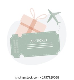 A gift of a travel ticket. Boho style. In pastel colors. For web design and travel agency.