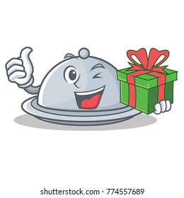 With gift tray character cartoon style