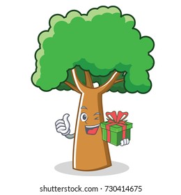 With gift tree character cartoon style