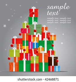 Gift Tree Vector Drawing